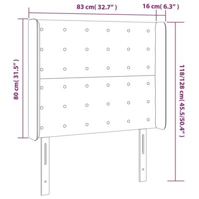 Hoofdbord met randen 83x16x118/128 cm stof donkergrijs - thumbnail