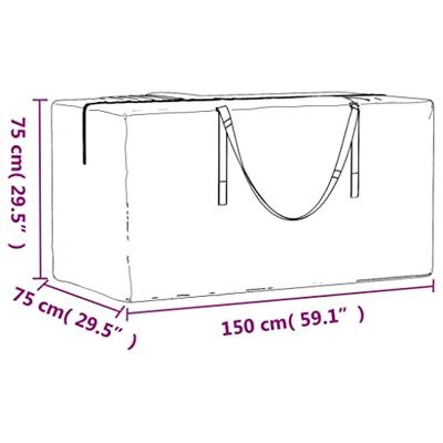Opbergtas voor tuinkussens 150x75x75 cm polyetheen zwart