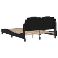 Bedframe met hoofdbord kunstleer zwart 120x200 cm - thumbnail
