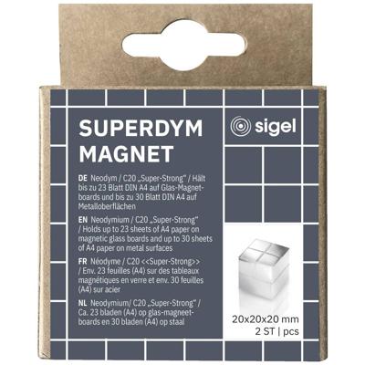 Sigel Neodymium magneet C20 Super-Strong (b x h x d) 20 x 20 x 20 mm Dobbelsteen Zilver 2 stuk(s) BA706
