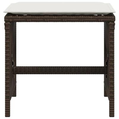 Tuinkrukken 4 st met kussens 41x41x36 cm poly rattan bruin - thumbnail