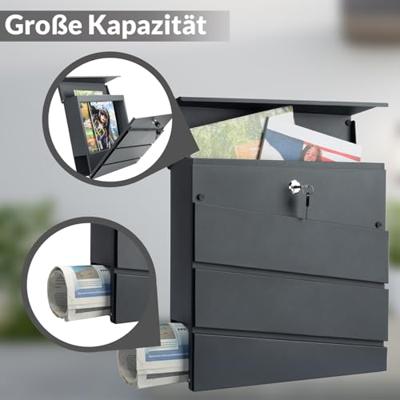 Brievenbus met krantenbuis staalzilver