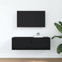 TV-meubel 80x31x25,5 cm spaanplaat zwart eikenkleurig - thumbnail