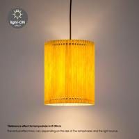 Papieren Gevouwen Lampenkap - Cilindrisch - Geel - ø20 x 24 cm - E27 fitting - Voor Tafellampen - Ontworpen voor woonkamer en eetkamer - thumbnail