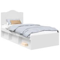 Bedframe met hoofdeinde Wit 90 x 190 cm Massief grenenhout - thumbnail