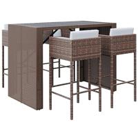 5-delige Tuinbarset met kussens poly rattan bruin - thumbnail