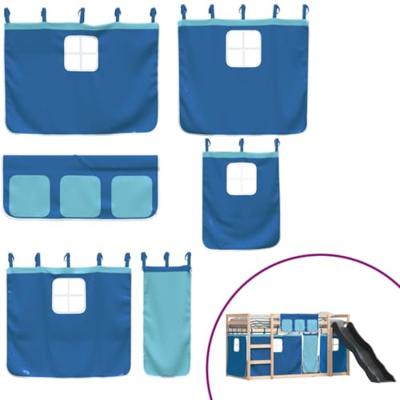 Stapelbed met glijbaan en gordijnen blauw 90x190 cm