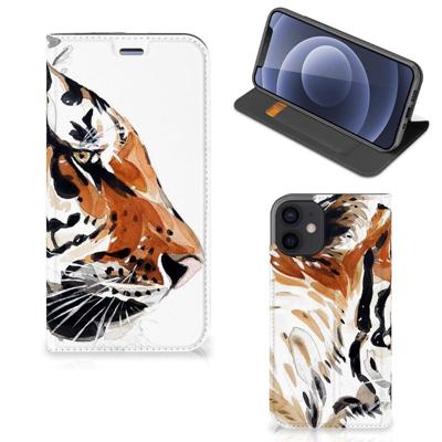 Bookcase iPhone 12 Mini Watercolor Tiger Bookcase iPhone 12 Mini Watercolor Tiger