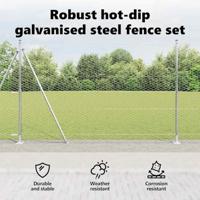 VidaXL Afrasteringspaal zilver 10 x 1,6 m (36 mm gaas) staal - thumbnail