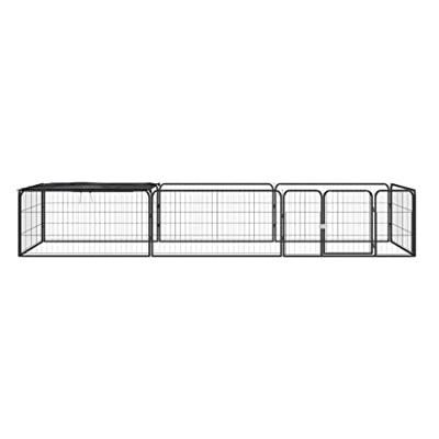 Hondenkennel 8 panelen 100x50 cm gepoedercoat staal zwart