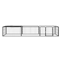 Hondenkennel 8 panelen 100x50 cm gepoedercoat staal zwart - thumbnail