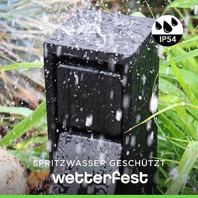 Buiten Stopcontact Zwart 2x EU zwart 'Mains' 31cm Buiten Stopcontact Zwart 2x EU zwart 'Mains' 31cm