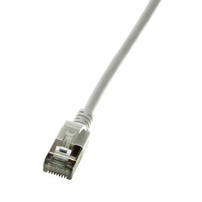 LogiLink CQ9052S RJ45 Netwerkkabel, patchkabel CAT 6A U/FTP 2.00 m Grijs Extreem dun, Vlambestendig, Flexibel, Folie afscherming, Halogeenvrij, Snagless,