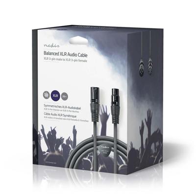 Nedis COTG15010GY200 Gebalanceerde Xlr-audiokabel Xlr 3-pins Male - Xlr 3-pins Female 20 M Grijs - thumbnail