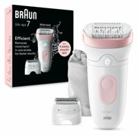Elektrische epilator - BRAUN - Silk-épil 7 - Gemakkelijk ontharen - Langdurig zachte huid - 7-030 - Wit / Roze - thumbnail