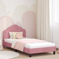 Bedframe voor kinderen met hoofdbord Roze 80 x 200 cm Fluweel - thumbnail