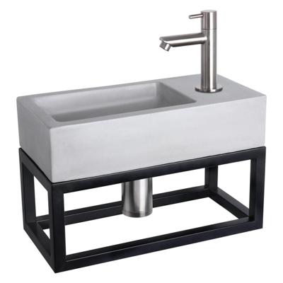 Differnz Ravo fonteinset beton lichtgrijs kraan recht mat chroom 38.5 x 18.5 x 9 cm met handdoekrek