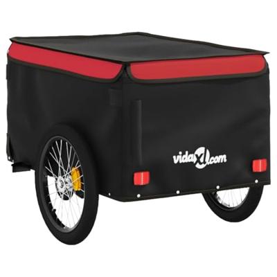 VidaXL Fietstrailer 30 kg ijzer zwart en rood - thumbnail