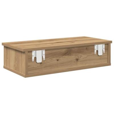 Wandschap met lades 60x25x15 cm bewerkt hout artisanaal eiken