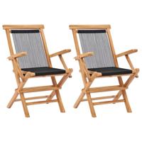 Tuinstoelen inklapbaar 2 st massief teakhout en touw - thumbnail