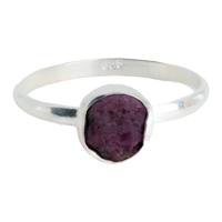 Geboortesteen Ring Ruwe Robijn Juli - 925 Zilver - thumbnail