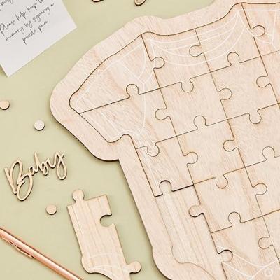 Ginger Ray BAB-126 Botanical Baby Gastenboek Houten Puzzel Romper
