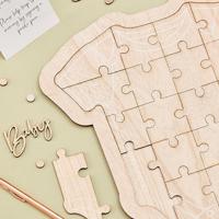 Ginger Ray BAB-126 Botanical Baby Gastenboek Houten Puzzel Romper - thumbnail