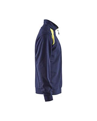Blåkläder Sweatshirt bicolour met halve rits 33531158 | Marine/High-Vis Geel | Maat XXL - 7330509597163