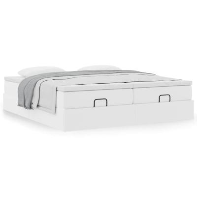 Ottoman bed met matrassen 200x200cm kunstleer wit