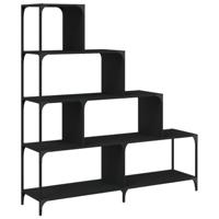 Boekenkast 4-laags 139x33,5x149 cm bewerkt hout zwart - thumbnail