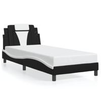 Bedframe "Viana" zonder matras kunstleer zwart en wit 90x200 cm - thumbnail