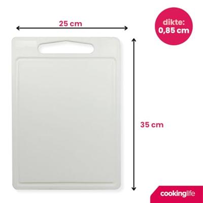 Cookinglife Snijplankenset met sapgeul 35 x 25 x 0.85 cm - Wit - 2 stuks