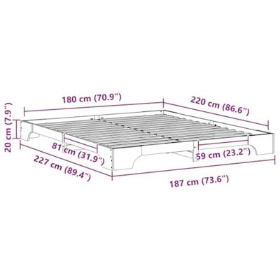 Bedframe met opslag Bruin 180 x 220 cm Massief grenenhout Bedframe met opslag Bruin 180 x 220 cm Massief grenenhout