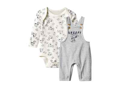 Baby setje met romper en broek Snoopy (Grijs/wit, 86/92)