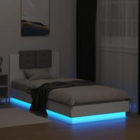 Bedframe met hoofdbord en LED-verlichting wit 90x200 cm - thumbnail