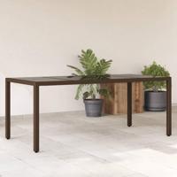 Tuintafel met glazen blad 190x90x75 cm poly rattan bruin - thumbnail