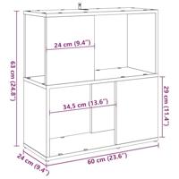 Boekenkast 60x24x63 cm bewerkt hout oud houtkleurig - thumbnail