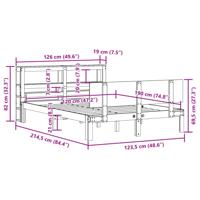 Bedframe met hoofdbord massief grenenhout wit 120x190 cm - thumbnail