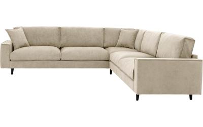 Goossens Bank Jonas beige, stof, 3,5-zits, urban industrieel