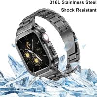 Ultra Protective Stainless Steel band - Zwart - Geschikt voor Apple watch 45mm - thumbnail