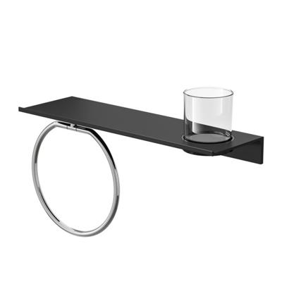 Planchet met Handdoekring Geesa Leev 40 cm Zwart Chroom Planchet met Handdoekring Geesa Leev 40 cm Zwart Chroom
