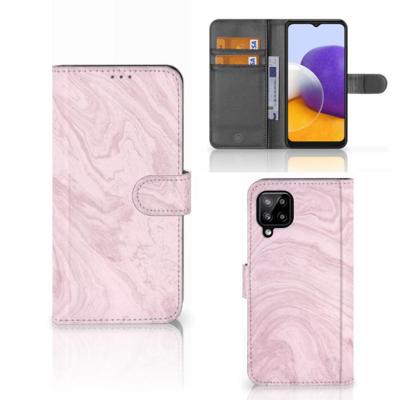 Samsung Galaxy A22 4G | M22 | Bookcase | Marble Pink - Origineel Cadeau Vriendin Samsung Galaxy A22 4G | M22 | Bookcase | Marble Pink - Origineel Cadeau Vriendin