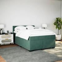 Boxspring met matras fluweel donkergroen 160x200 cm - thumbnail