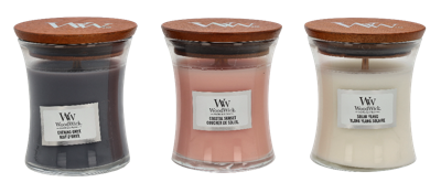 WoodWick Giftset Geurkaars Mini Floral - 3 Stuks - Geurkaars in Glas - Houten Lont