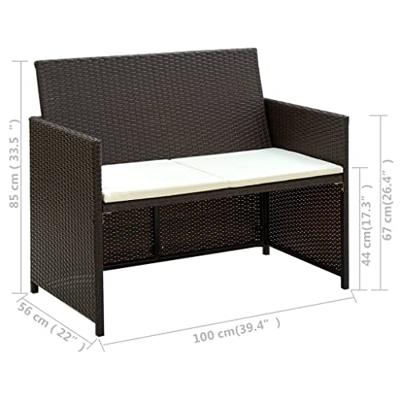 Tweezitsbank 100x56x85 cm poly rattan bruin