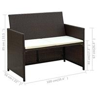 Tweezitsbank 100x56x85 cm poly rattan bruin - thumbnail