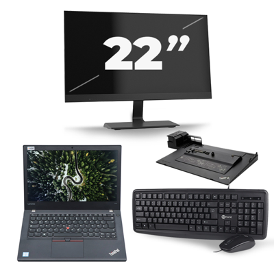 Lenovo ThinkPad T470 - Intel Core i5-6e Generatie - 14 inch - 8GB RAM - 256GB SSD - Windows 11 + 1x 22 inch Monitor