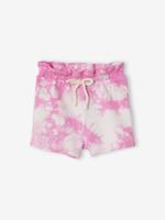 Korte broek voor baby's met tie and dye effect van molton roze - thumbnail