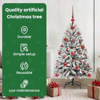 Kunstkerstboom met 150 LED Groen en Wit 120 cm PVC en Metaal - thumbnail