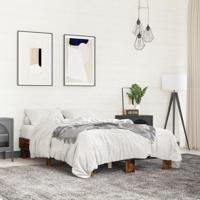 Bedframe bewerkt hout metaal gerookt eikenkleurig 120x200 cm - thumbnail